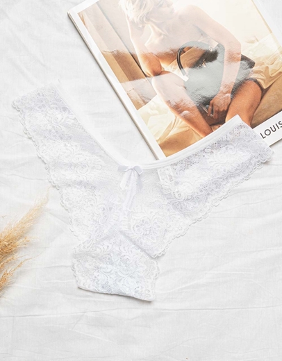 Εικόνα της Σλιπ brazilian με δαντέλα Λευκό