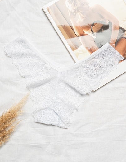 Εικόνα της Σλιπ brazilian με δαντέλα Λευκό