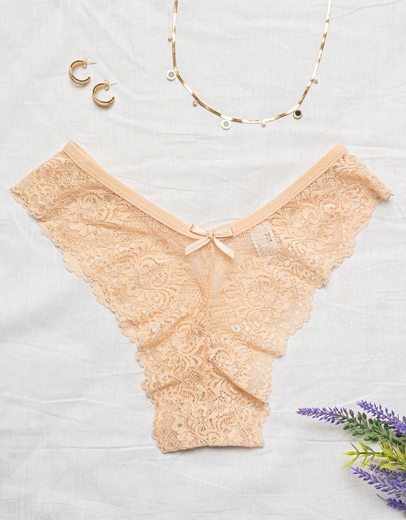 Εικόνα της Σλιπ brazilian με δαντέλα Μπεζ