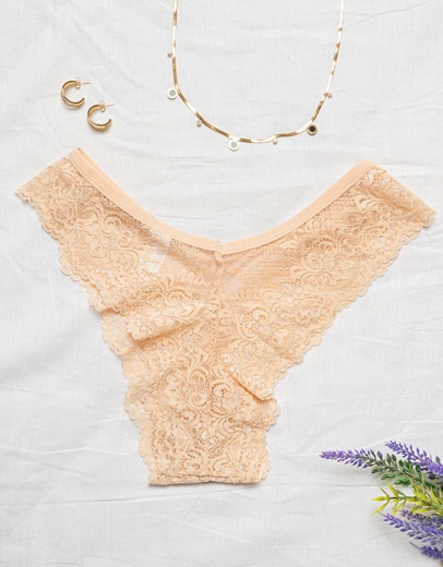 Εικόνα της Σλιπ brazilian με δαντέλα Μπεζ