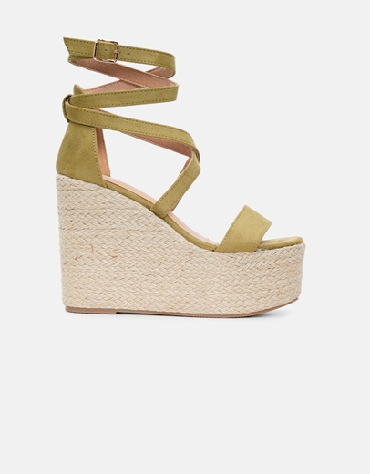 Εικόνα της Πλατφόρμες suede με χιαστί λουράκια Πράσινο