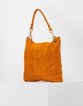 Εικόνα από Γυναικεία τσάντα χειρός από γνήσιο δέρμα με εξωτερικό τσεπάκι Πορτοκαλί