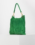 Εικόνα από Γυναικεία τσάντα χειρός από γνήσιο δέρμα με εξωτερικό τσεπάκι Λαχανί