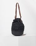 Εικόνα από Γυναικεία τσάντα ψάθινη σε σχήμα πουγκί Μαύρο