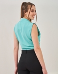 Εικόνα από Μονόχρωμο crop top αμάνικο Τιρκουάζ