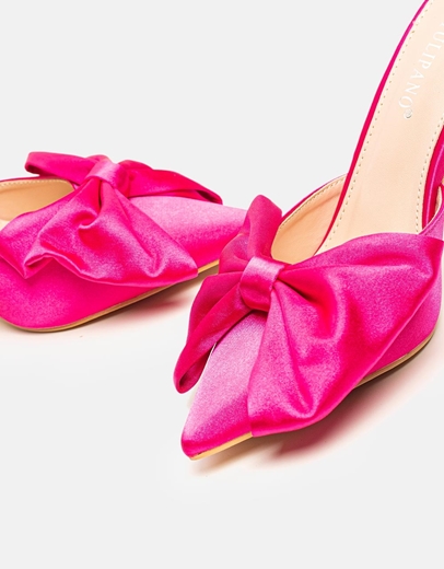 Εικόνα της Mules σατέν με φιόγκο Φούξια