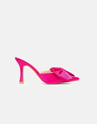 Εικόνα της Mules σατέν με φιόγκο Φούξια