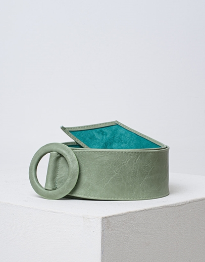 Εικόνα της Γυναικείες ζώνες με στρογγυλή μονόχρωμη αγκράφα Πράσινο