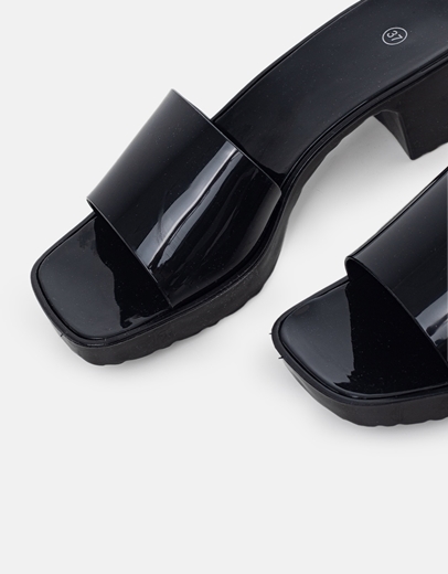 Εικόνα της Γυναικεία μονόχρωμα mules Μαύρο