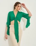 Εικόνα από Crop top με δέσιμο στο στήθος Πράσινο