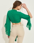 Εικόνα από Crop top με δέσιμο στο στήθος Πράσινο