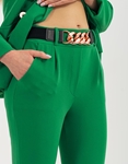 Εικόνα από Υφασμάτινο παντελόνι με ρεβέρ και ζωνάκι με αλυσίδα Πράσινο