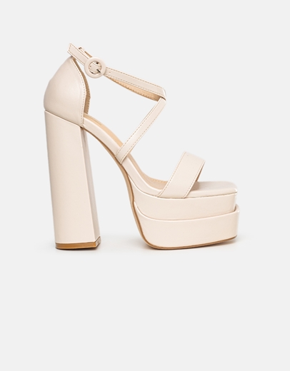 Εικόνα της Πέδιλα με χιαστί λουριά και διπλή φιάπα Μπεζ