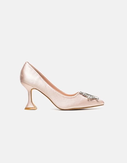 Εικόνα της Γυναικείες γόβες με αστραφτερή λεπτομέρεια Nude