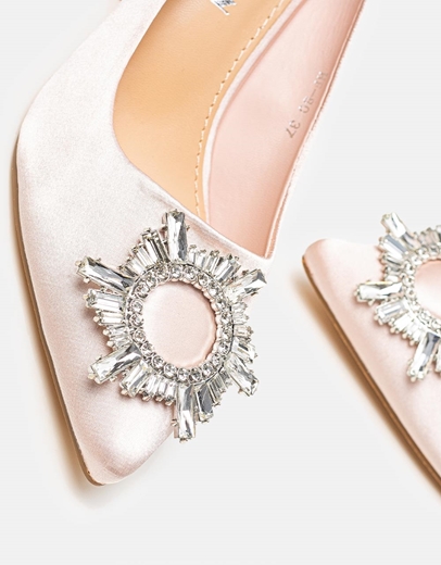 Εικόνα της Γυναικείες γόβες με αστραφτερή λεπτομέρεια Nude