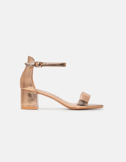 Εικόνα της Γυναικεία πέδιλα με χαμηλό τετράγωνο τακούνι Σαμπανί