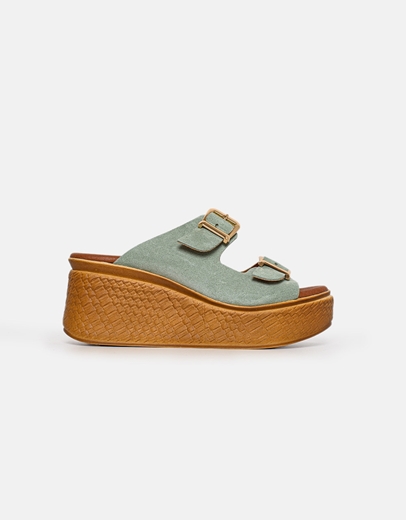 Εικόνα της Πλατφόρμες δερμάτινες Ελληνικής κατασκευής με χρυσές λεπτομέρειες Βεραμάν