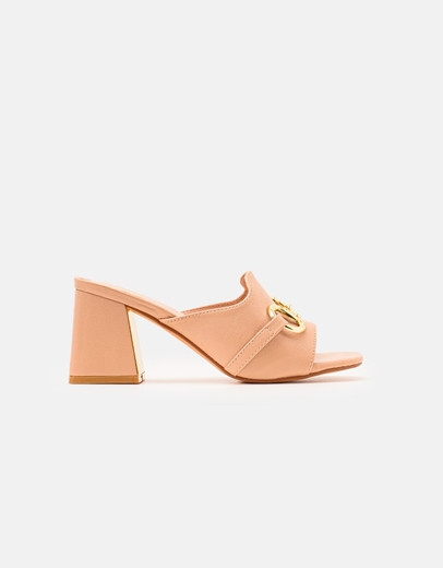 Εικόνα της Γυναικεία mules με μεταλλικές λεπτομέρειες Nude