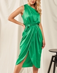 Εικόνα από Φόρεμα midi σατέν με έναν ώμο Πράσινο