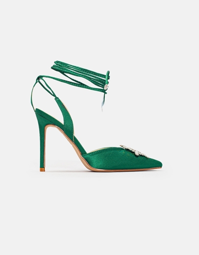 Εικόνα της Γυναικείες γόβες lace up Πράσινο