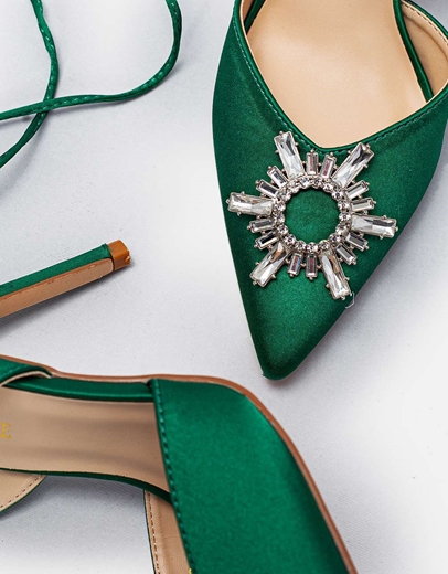 Εικόνα της Γυναικείες γόβες lace up Πράσινο