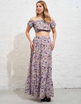Εικόνα από Σετ φούστα maxi και crop top floral Μωβ