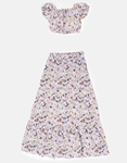 Εικόνα από Σετ φούστα maxi και crop top floral Μωβ