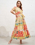 Εικόνα από Φόρεμα με flower boho pattern Πορτοκαλί