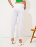 Εικόνα από Βαμβακερό μονόχρωμο παντελόνι με λάστιχο Λευκό