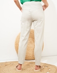 Εικόνα από Βαμβακερό μονόχρωμο παντελόνι με λάστιχο Μπεζ