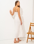 Εικόνα από Μάξι φόρεμα με διακοσμητικά κουμπάκια και βολάν Λευκό