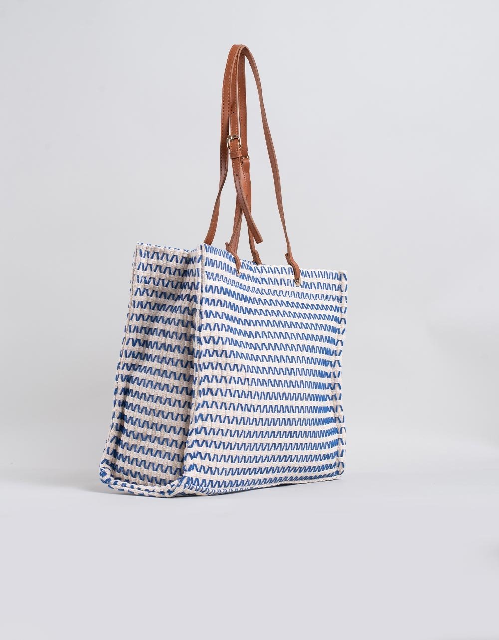 Εικόνα από Υφασμάτινη τσάντα χειρός με σχέδιο πλέξη Μπλε