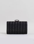 Εικόνα από Ψάθινο τσαντάκι clutch με εντυπωσιακό μεταλλικό κούμπωμα Μαύρο