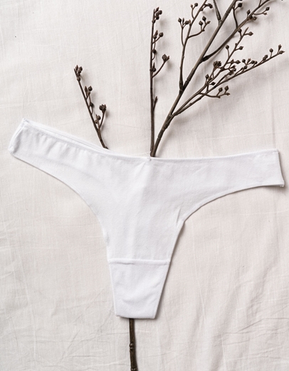 Εικόνα της Μονόχρωμο βαμβακερό string Λευκό