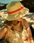 Εικόνα από Γυναικεία καπέλα με χρωματιστή αλυσίδα περιμετρικά Πούρο