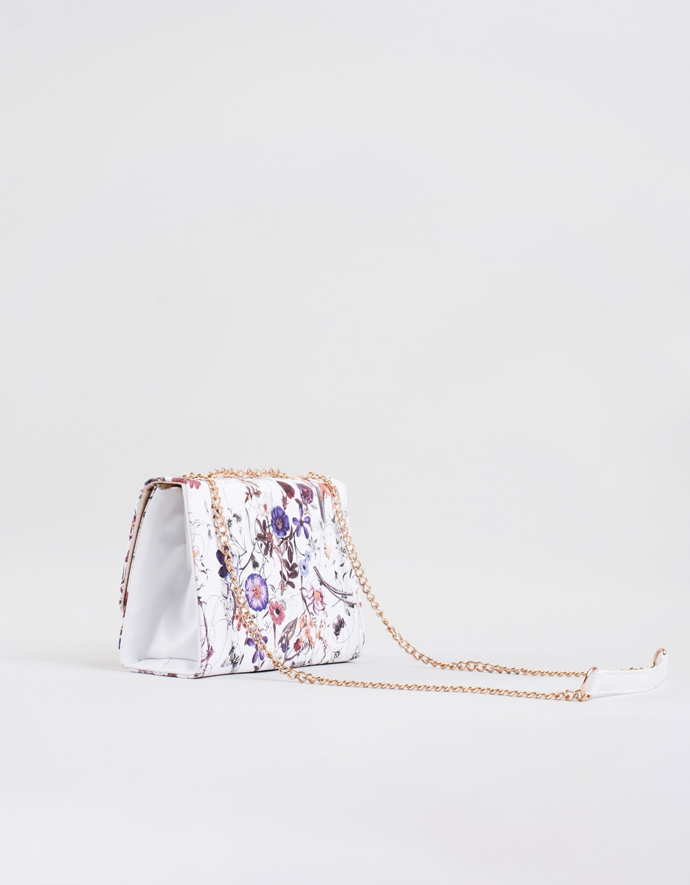 Εικόνα από Τσάντα ώμου floral με αλυσίδα Λευκό