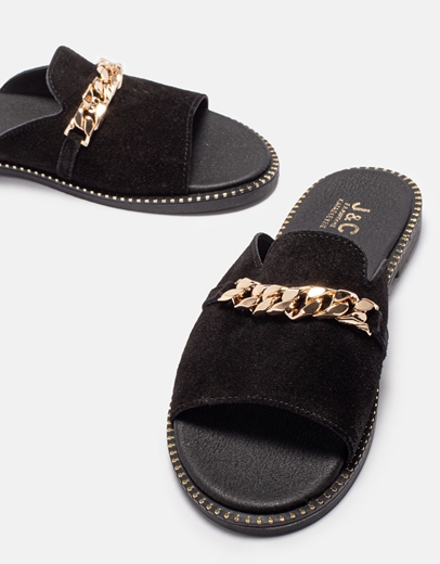 Εικόνα της Σανδάλια δερμάτινα ελληνικής κατασκευής με αλυσίδα στην φάσα Μαύρο