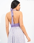 Εικόνα από Crop top με δέσιμο στο λαιμό και βαθύ ντεκολτέ Μωβ