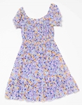 Εικόνα από Μίνι floral φόρεμα με βολάν Λιλά