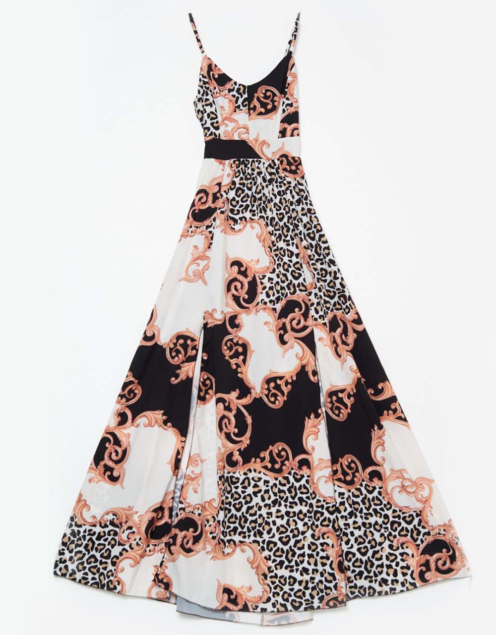Εικόνα από Μάξι φόρεμα με μοτίβο και άνοιγμα στην πλάτη Μαύρο