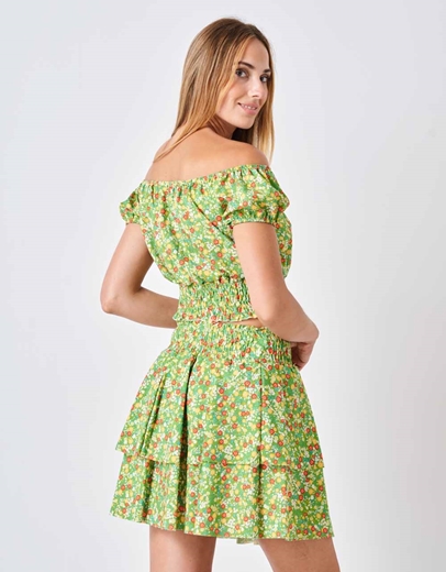 Εικόνα της Σετ φούστα και top floral Πράσινο