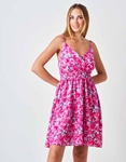 Εικόνα από Κρουαζέ mini floral φόρεμα με λάστιχο στη μέση Φούξια