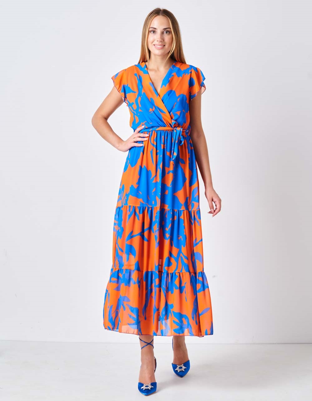 Εικόνα από Κρουαζέ maxi φόρεμα Πορτοκαλί
