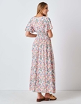 Εικόνα από Μάξι floral κρουαζέ φόρεμα Ροζ