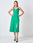Εικόνα από Μίντι σατέν φόρεμα με διακοσμητικά κουμπάκια Πράσινο