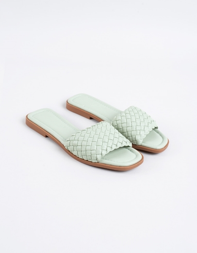 Εικόνα της Σανδάλια flat με πλεκτό σχέδιο στη φάσα Πράσινο
