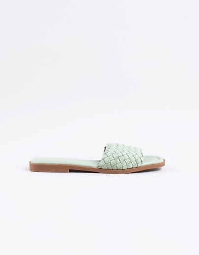 Εικόνα της Σανδάλια flat με πλεκτό σχέδιο στη φάσα Πράσινο