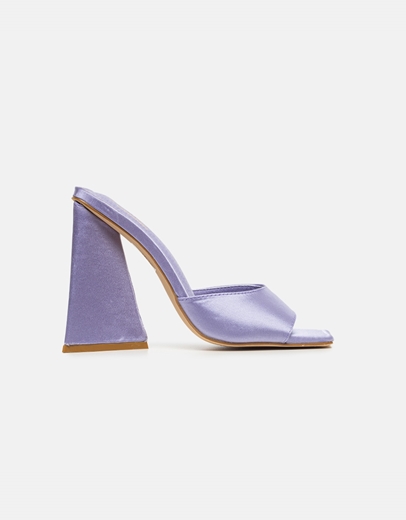 Εικόνα της Mules σατέν με τριγωνικό τακούνι Μωβ