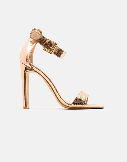 Εικόνα της Γυναικεία ψηλοτάκουνα πέδιλα με snake λεπτομέρειες Σαμπανί