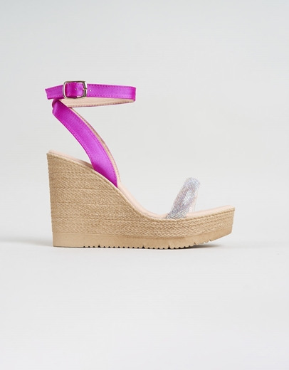 Εικόνα της Πλατφόρμες Ελληνικής Κατασκευής με μπαρέτα και λουράκι από strass Μωβ